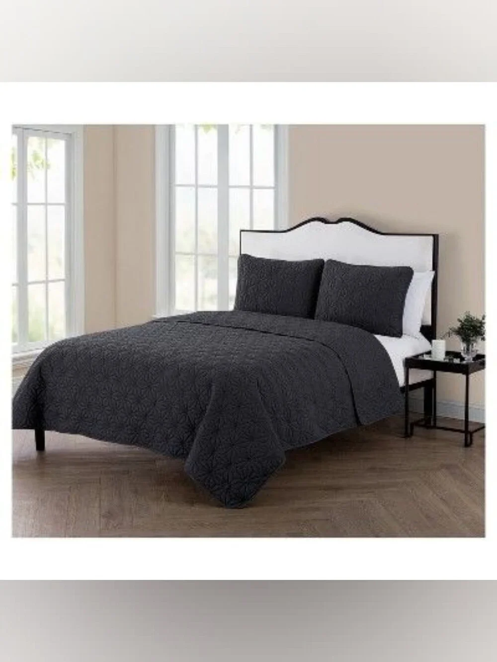 VCNY Home 3-Piece Grey Geometric Quilt Set  King